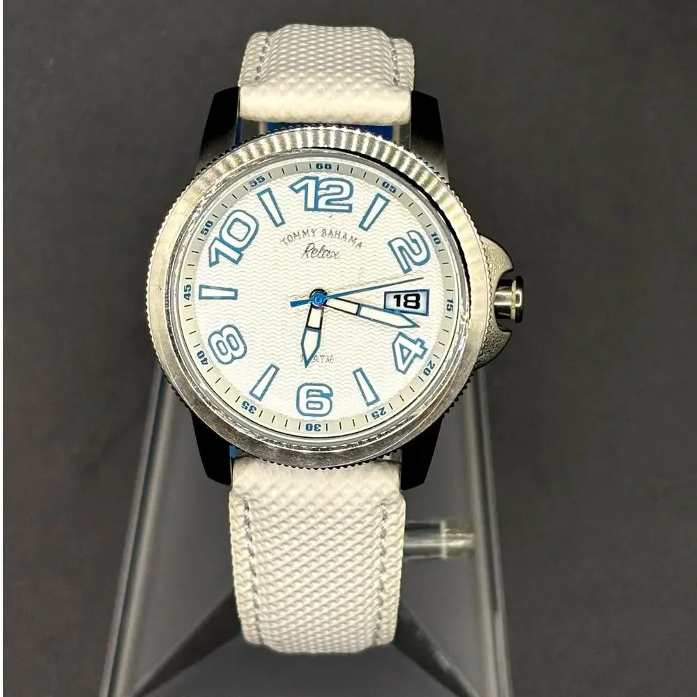 Tommy Bahama Relax RLX2017 Women’s 36mm White Blue Quartz Watch Full Set